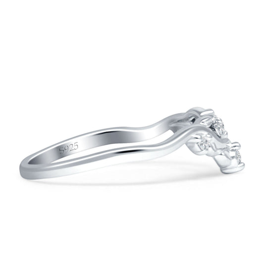 Curved Contour Leaves Band Cubic Zirconia