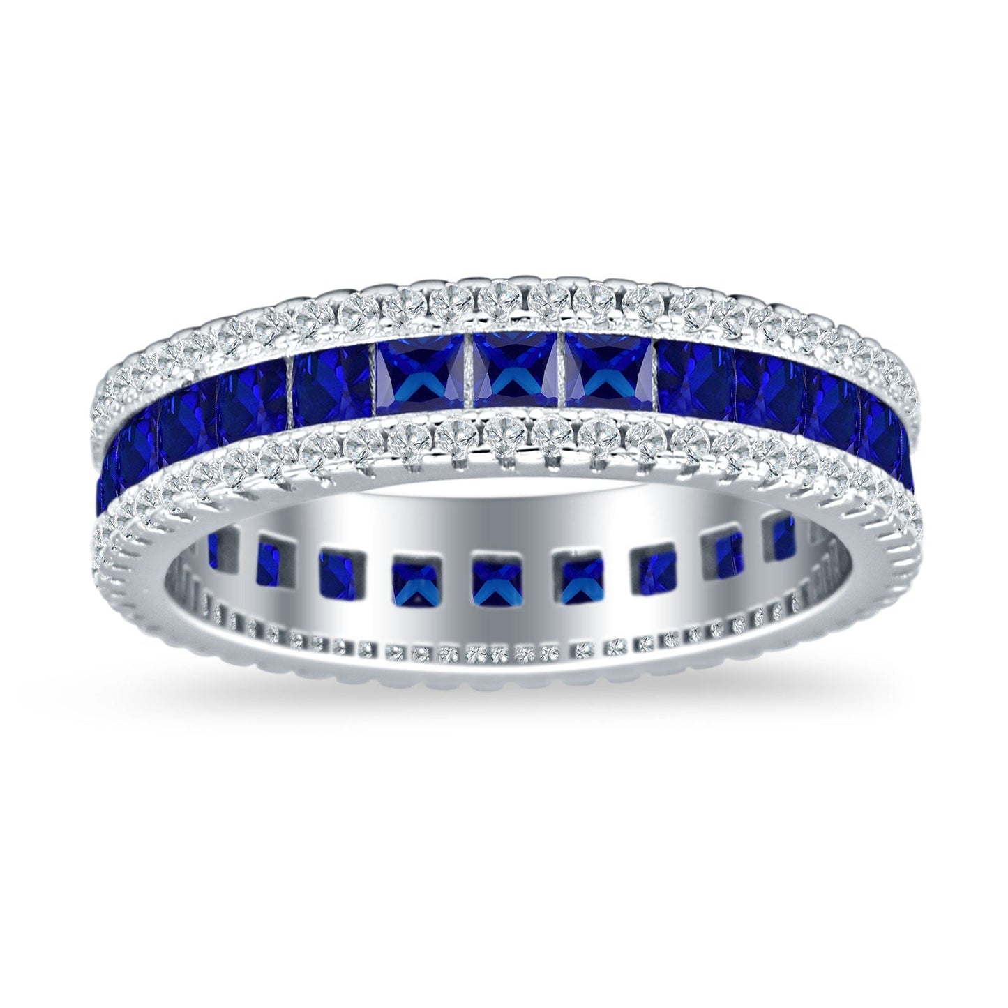 Full Eternity Band Princess Cut Blue Sapphire CZ