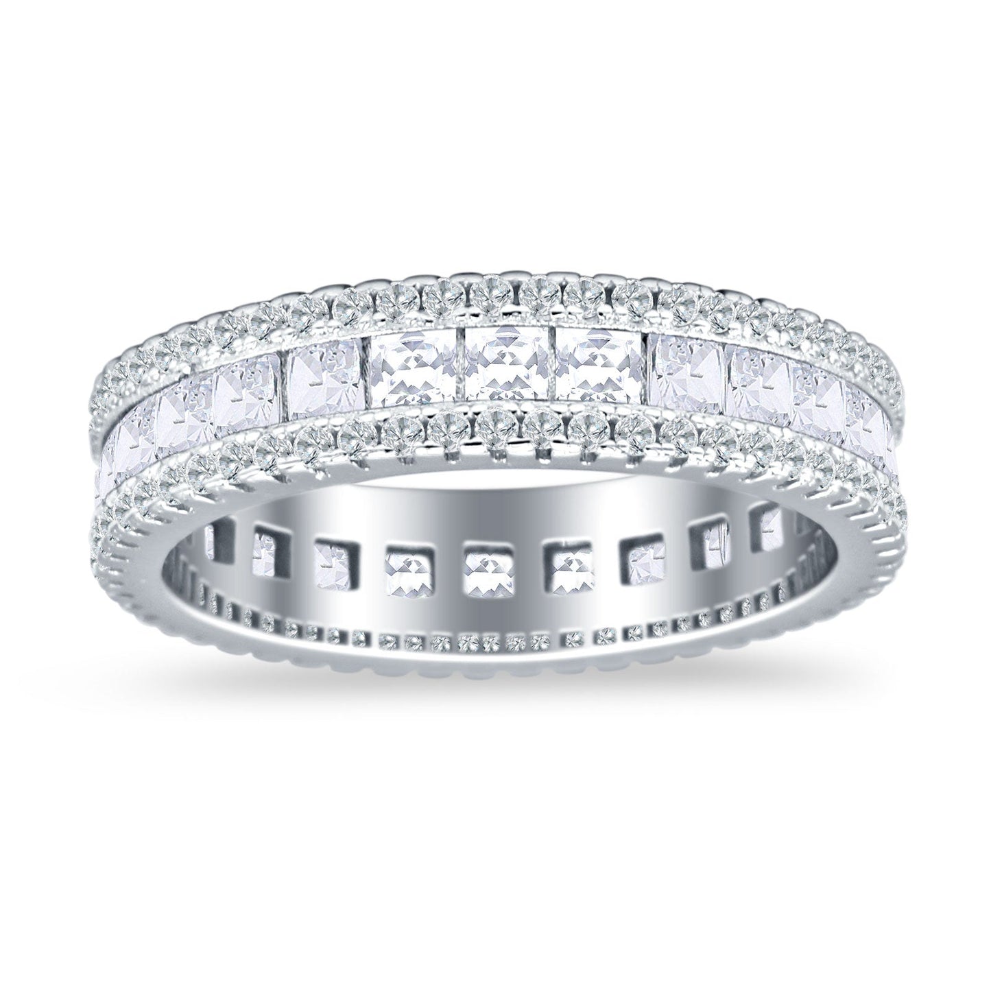 Full Eternity Band Princess Cut Cubic Zirconia