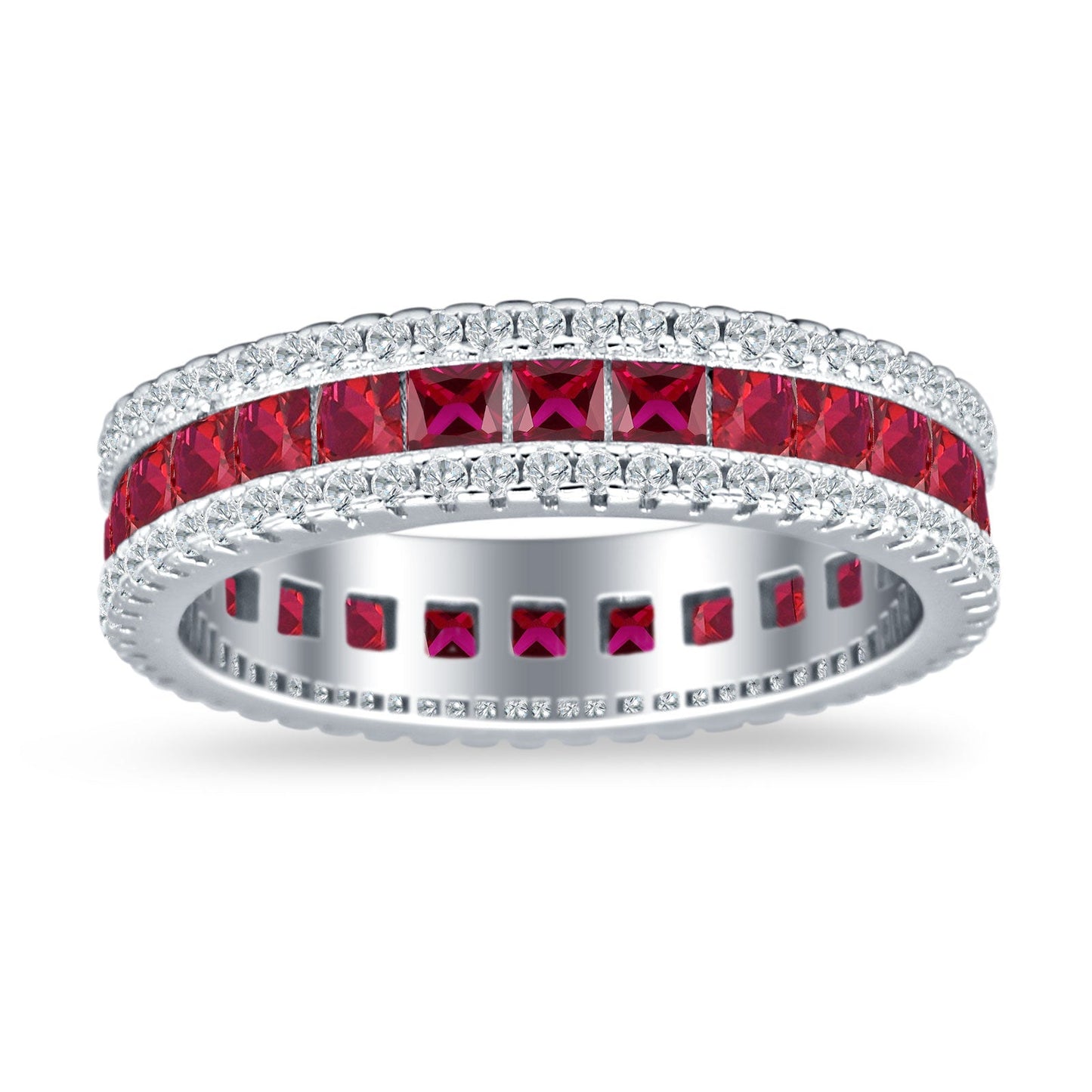 Full Eternity Band Princess Cut Ruby CZ