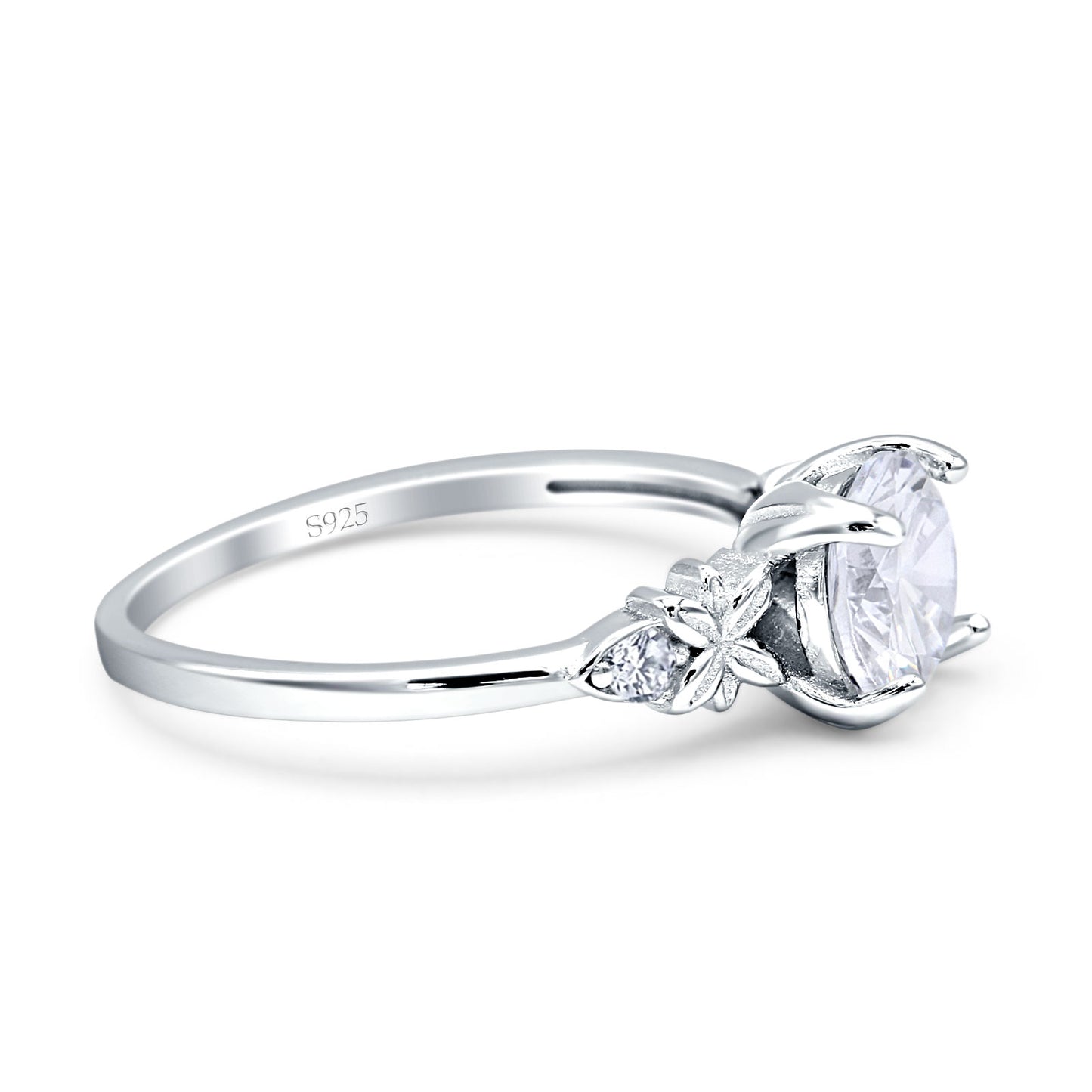 Art Deco Round Cubic Zirconia Floral Ring