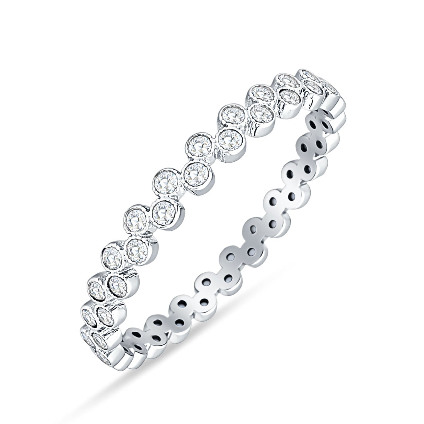 Round CZ Zig Zag Band