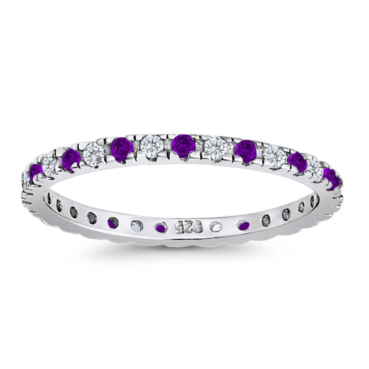 Stackable Full Eternity Amethyst & Cubic Zirconia Ring