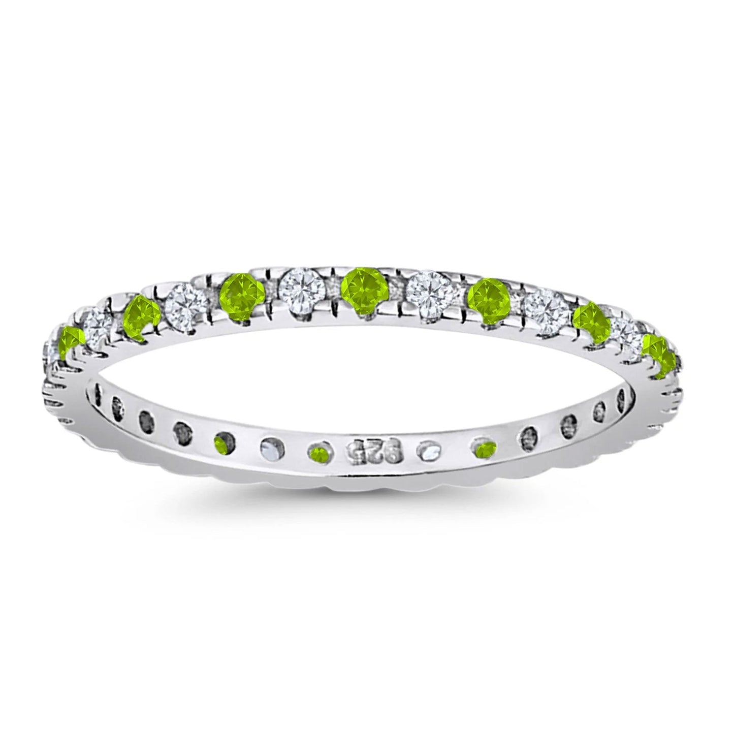 Stackable Full Eternity Ring Peridot & Cubic Zirconia