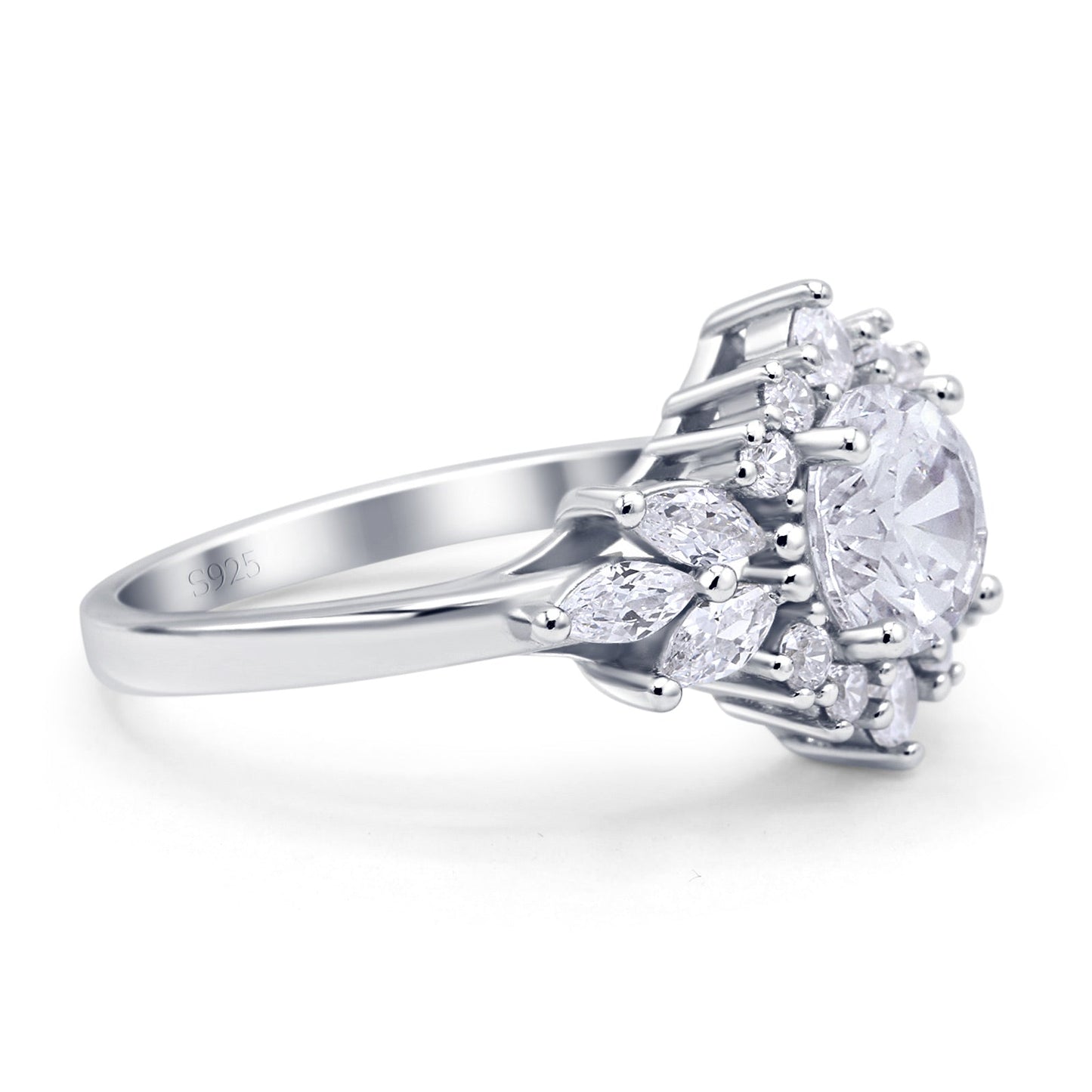 Art Deco Round Engagement Ring Cubic Zirconia