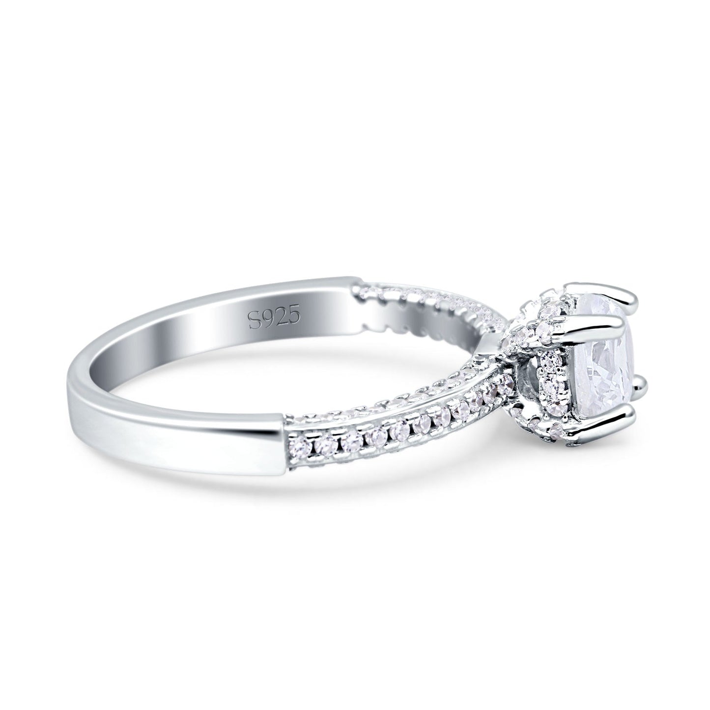 Solitaire Accent Round Simulated Cubic Zirconia Engagement Ring