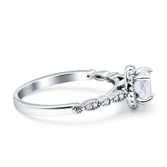 Halo Round Cubic Zirconia Engagement Ring