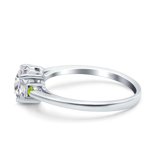 Art Deco Heart Three Stone Wedding Bridal Ring Peridot Simulated Cubic Zirconia