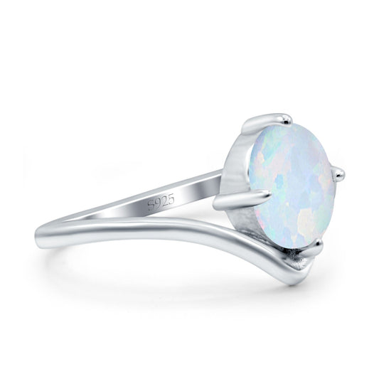 V Art Deco Oval Lab Created White Opal Wedding Ring