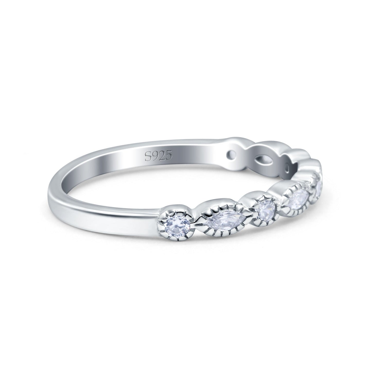 Half Eternity Marquise Round Simulated Cubic Zirconia Band