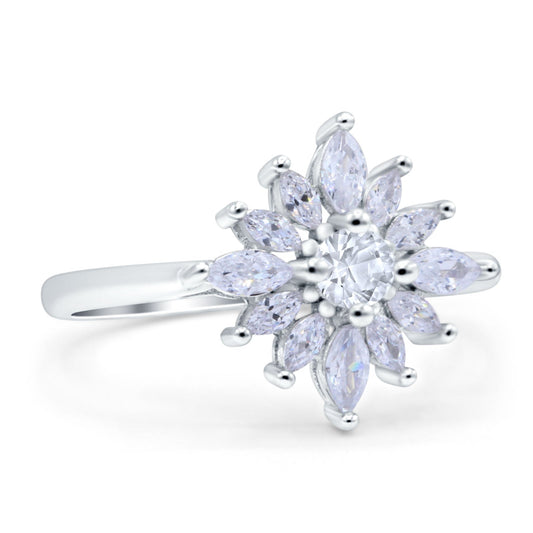 Art Deco Marquise Round Simulated Cubic Zirconia Wedding Engagement Bridal Ring