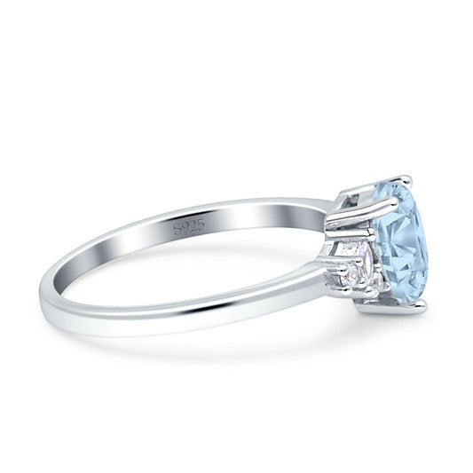 Teardrop Pear Shape Wedding Engagement Ring Simulated Aquamarine CZ