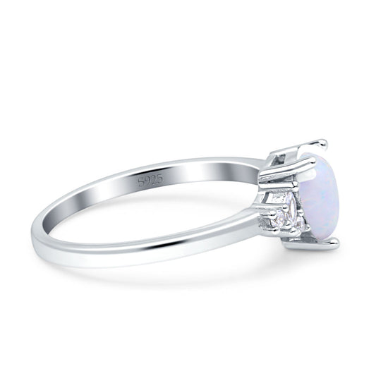 Teardrop Pear Shape Wedding Engagement Ring Lab Created White Opal