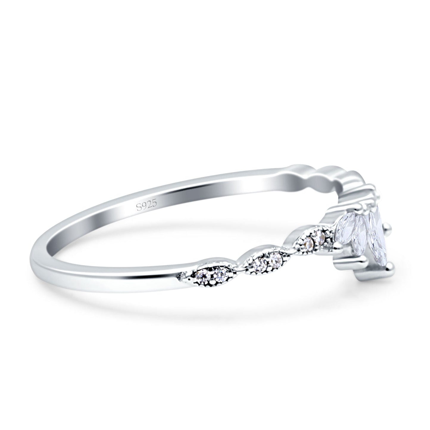 Half Eternity Wedding Ring Marquise Simulated Cubic Zirconia