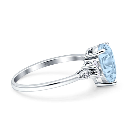 Vintage Teardrop Pear Engagement Ring Simulated Aquamarine CZ