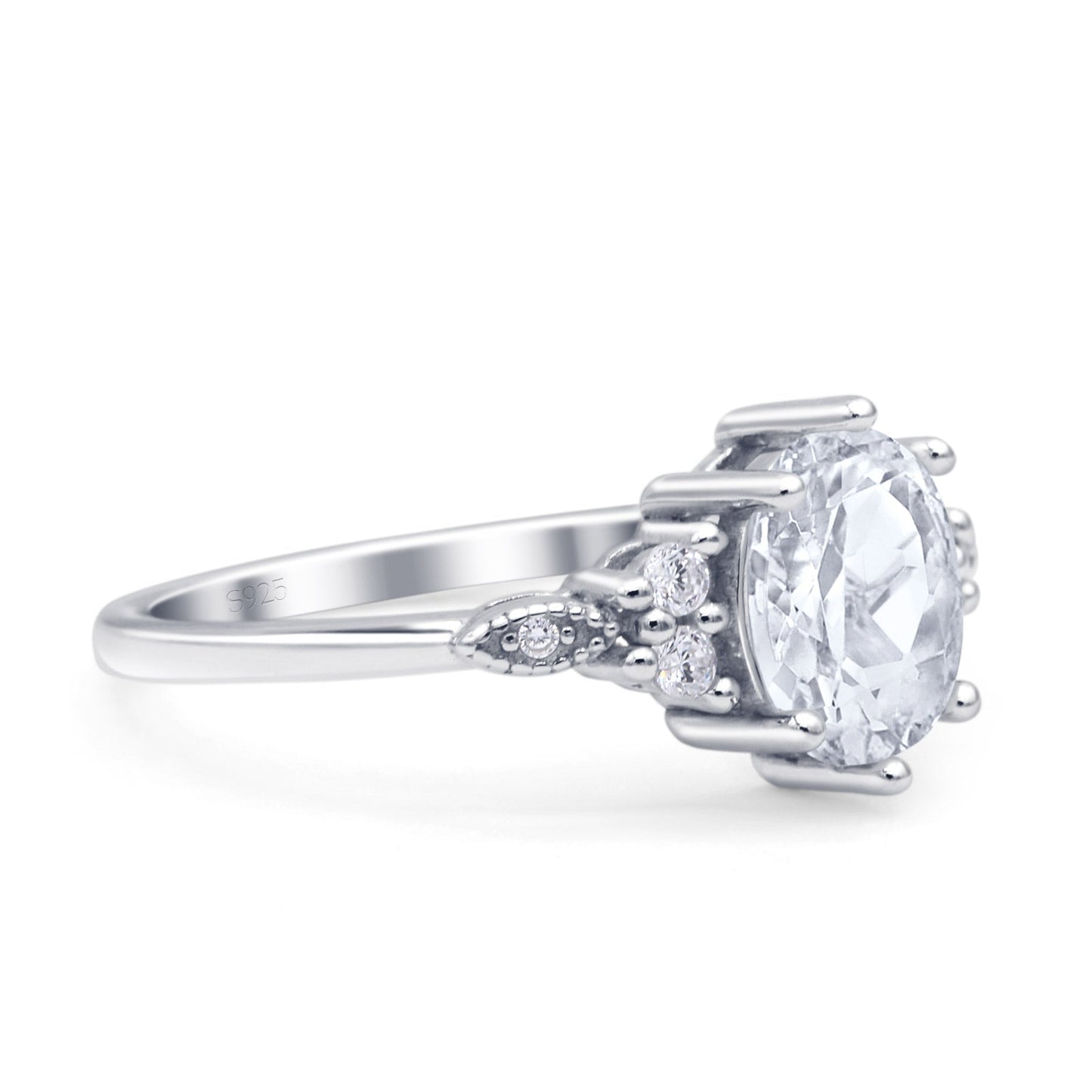 Oval Art Deco Engagement Ring Cubic Zirconia