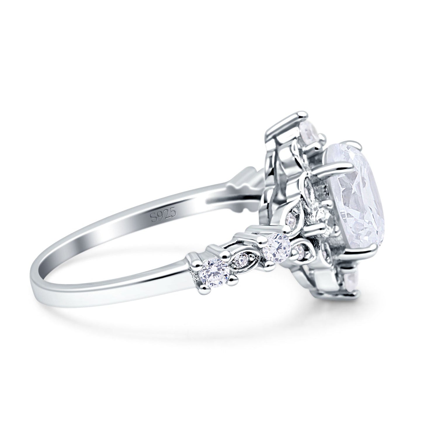 Art Deco Oval Engagement Ring Simulated Cubic Zirconia