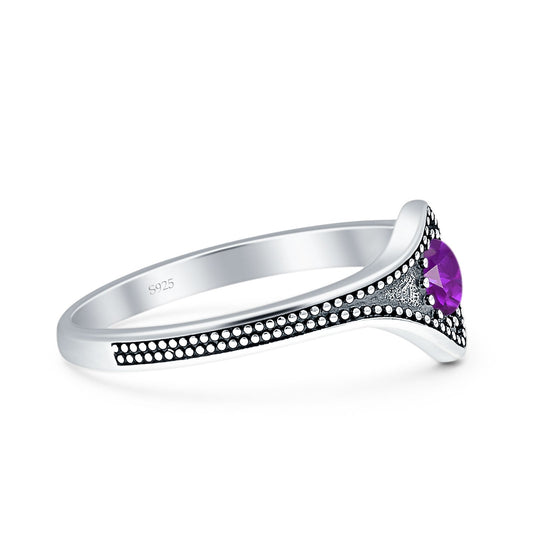 Beaded Halo Chevron Ring