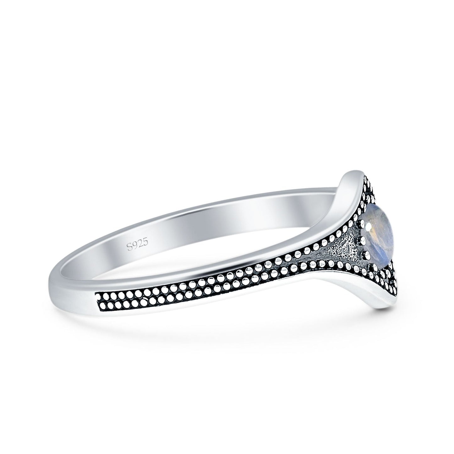 Beaded Halo Chevron Ring