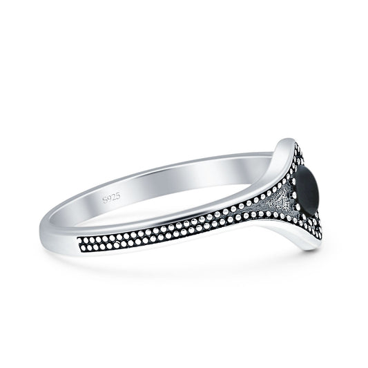 Beaded Halo Chevron Ring