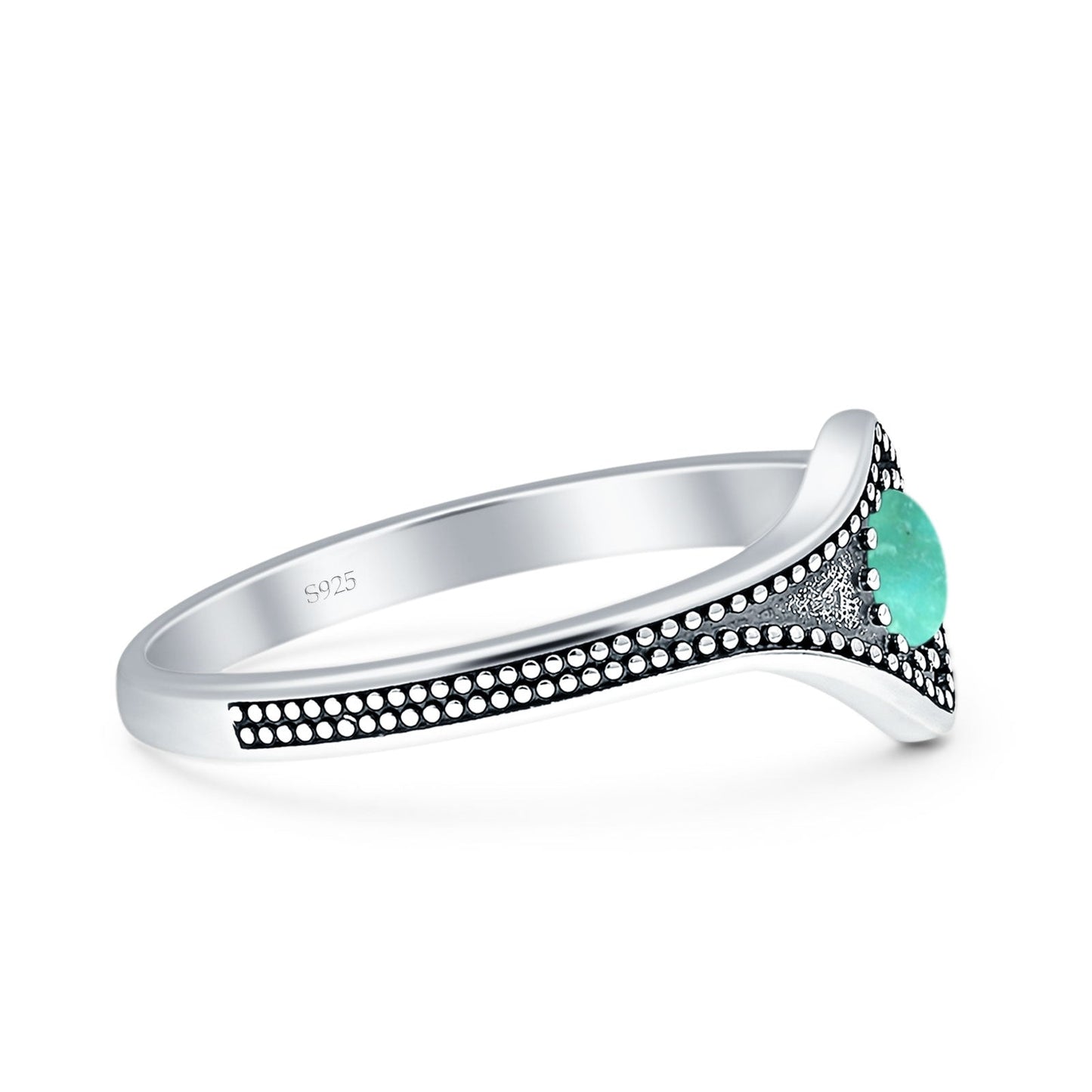 Beaded Halo Chevron Ring