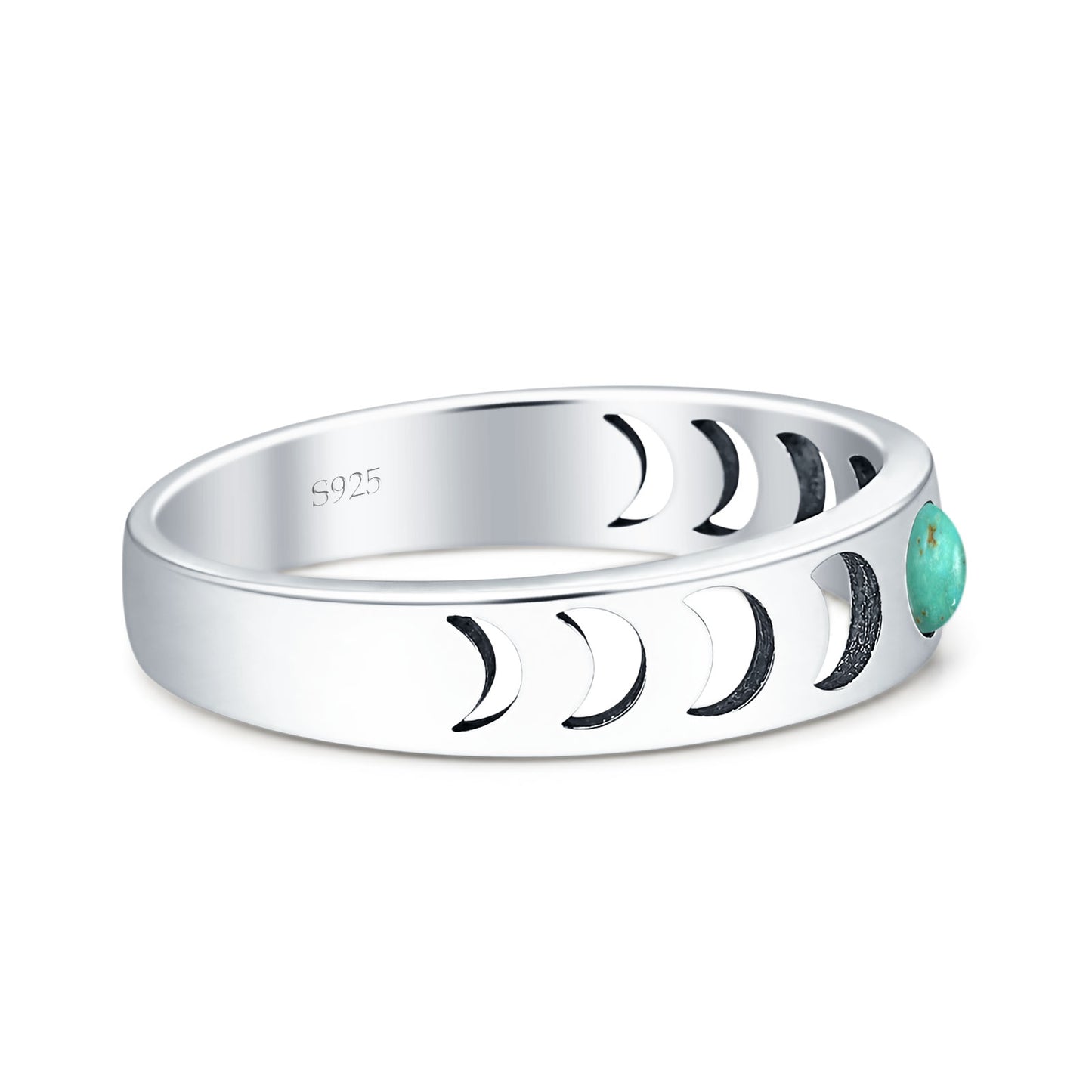 Turquoise Moon Phases Band Ring