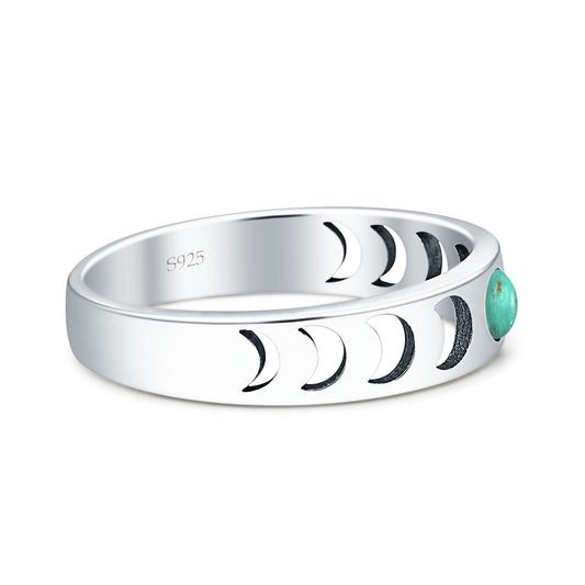 Turquoise Moon Phases Band Ring