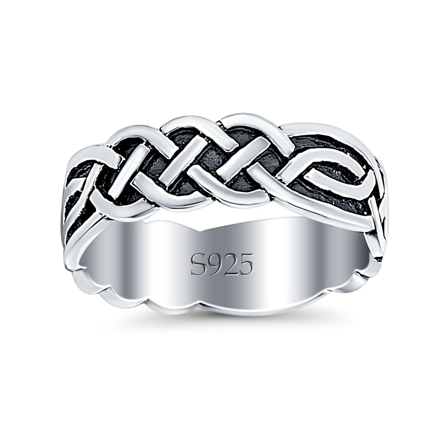 Celtic Oxidized Band Silver Thumb Ring (8mm)
