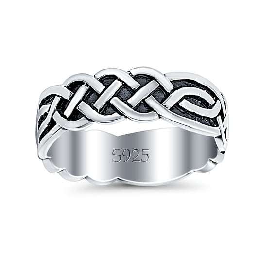 Celtic Oxidized Band Silver Thumb Ring (8mm)