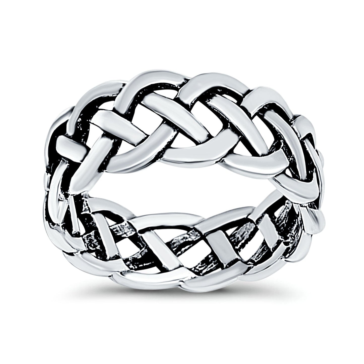 Celtic Crisscross Infinity Oxidized Band Thumb Ring (9mm)