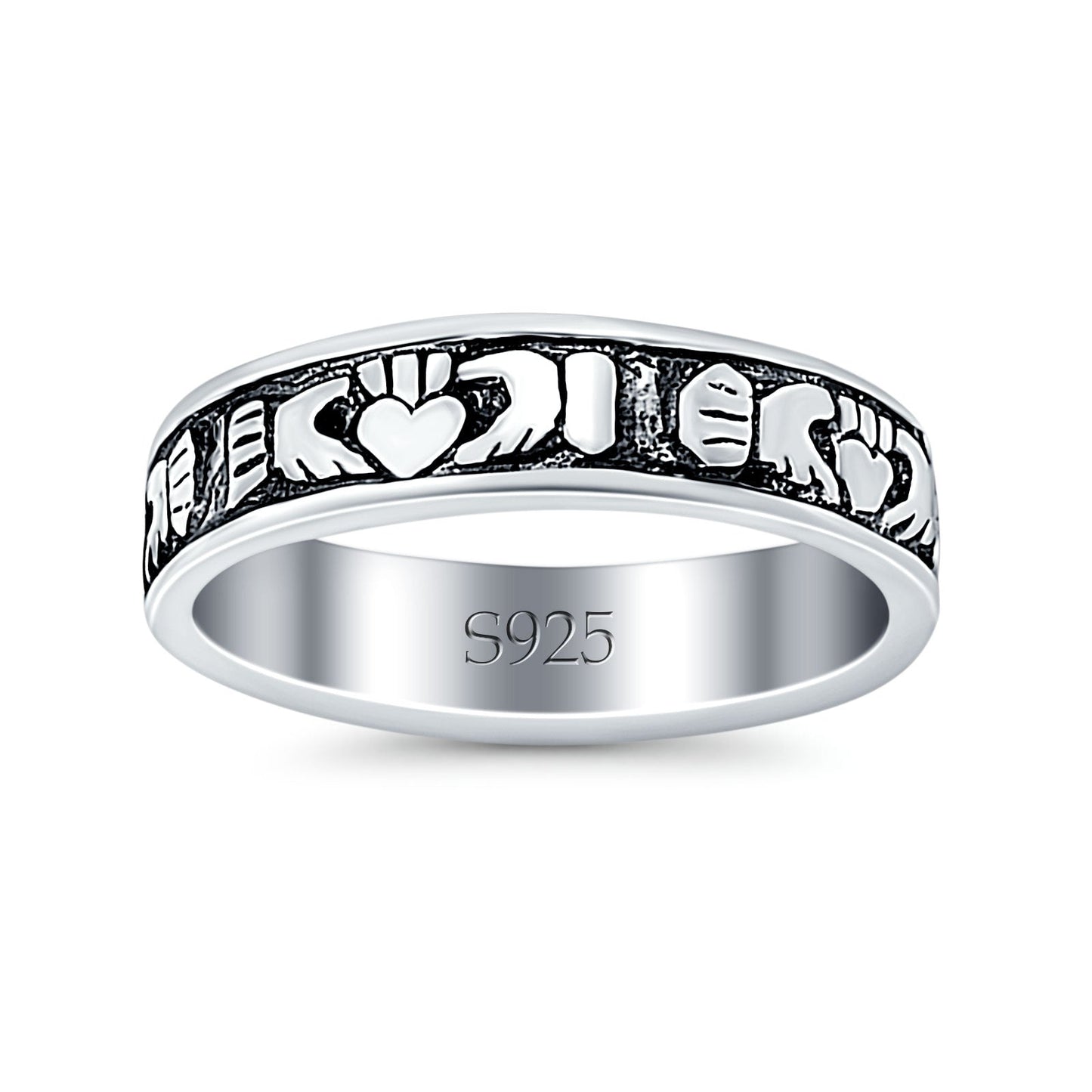 Claddagh Oxidized Band Thumb Ring (6mm)