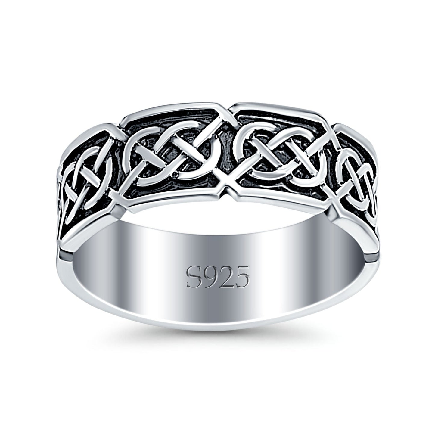 Celtic Oxidized Band Thumb Ring (7mm)