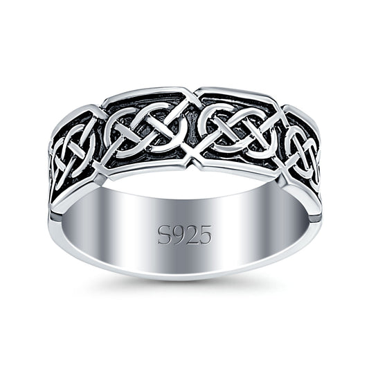 Celtic Oxidized Band Thumb Ring (7mm)