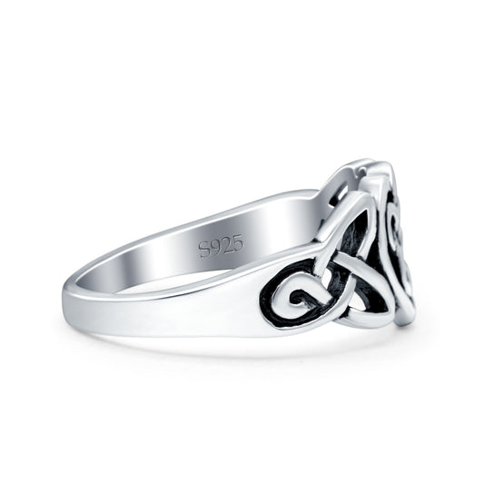 Celtic Heart Ring Oxidized Band Thumb Ring (9mm)
