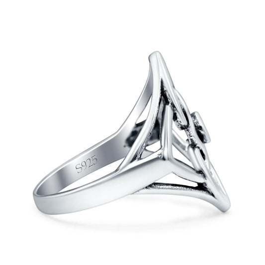 Heart Ring Oxidized CZ Band Thumb Ring (19mm)