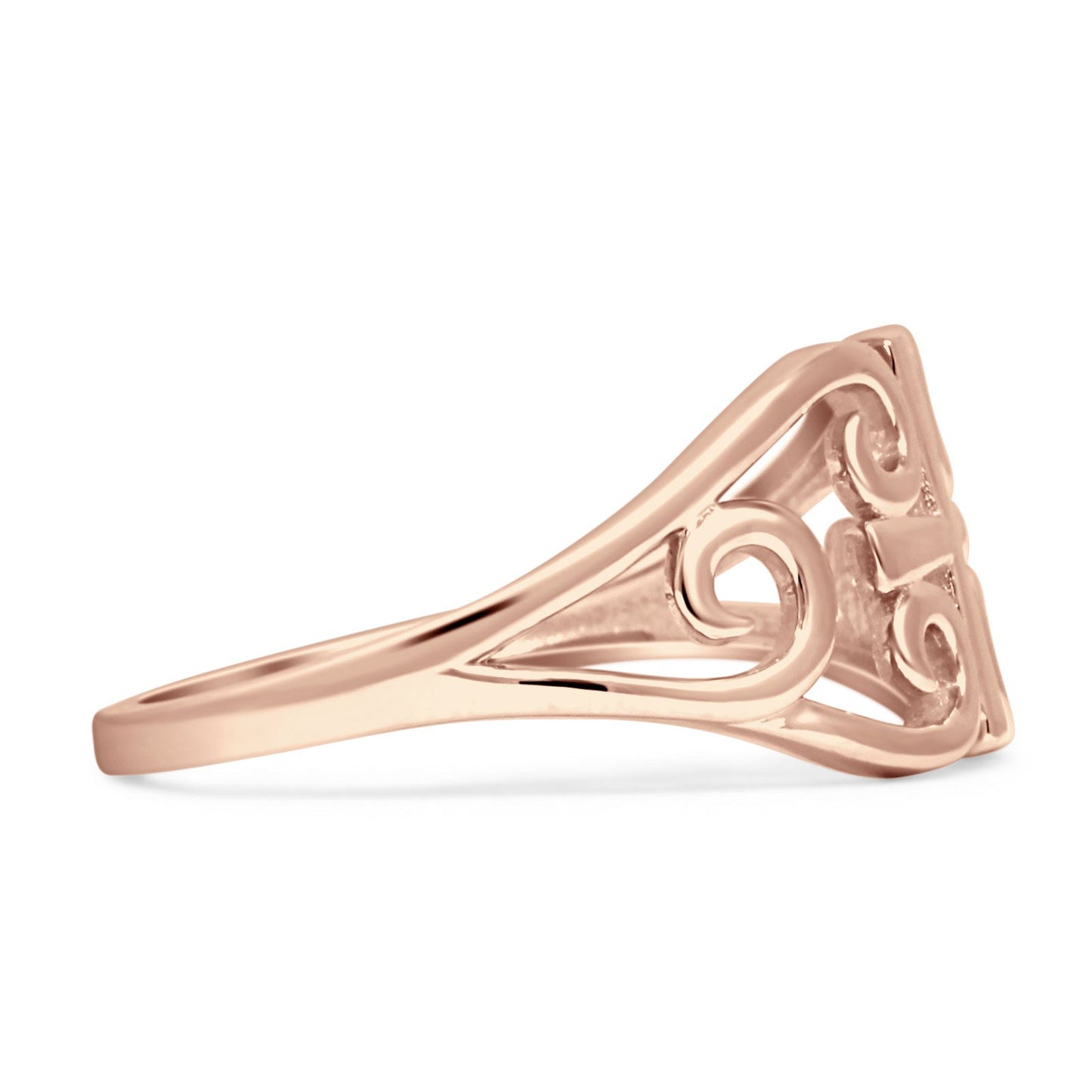 Rose Tone Cross Filigree Celtic Ring