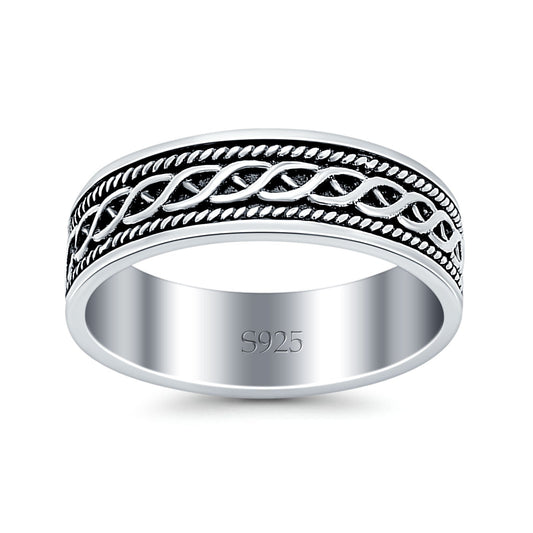 Braided Oxidized Band Thumb Ring (6mm)