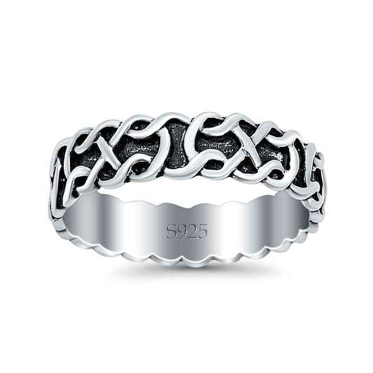 Celtic Oxidized Band Thumb Ring (6mm)