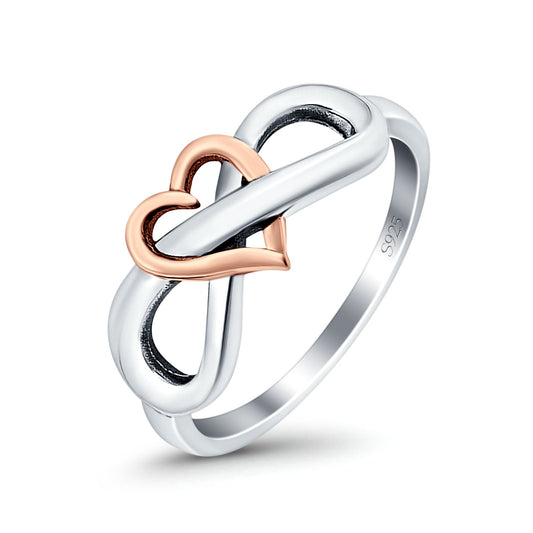 Heart Infinity Ring Two Tone Band Thumb Ring (8mm)