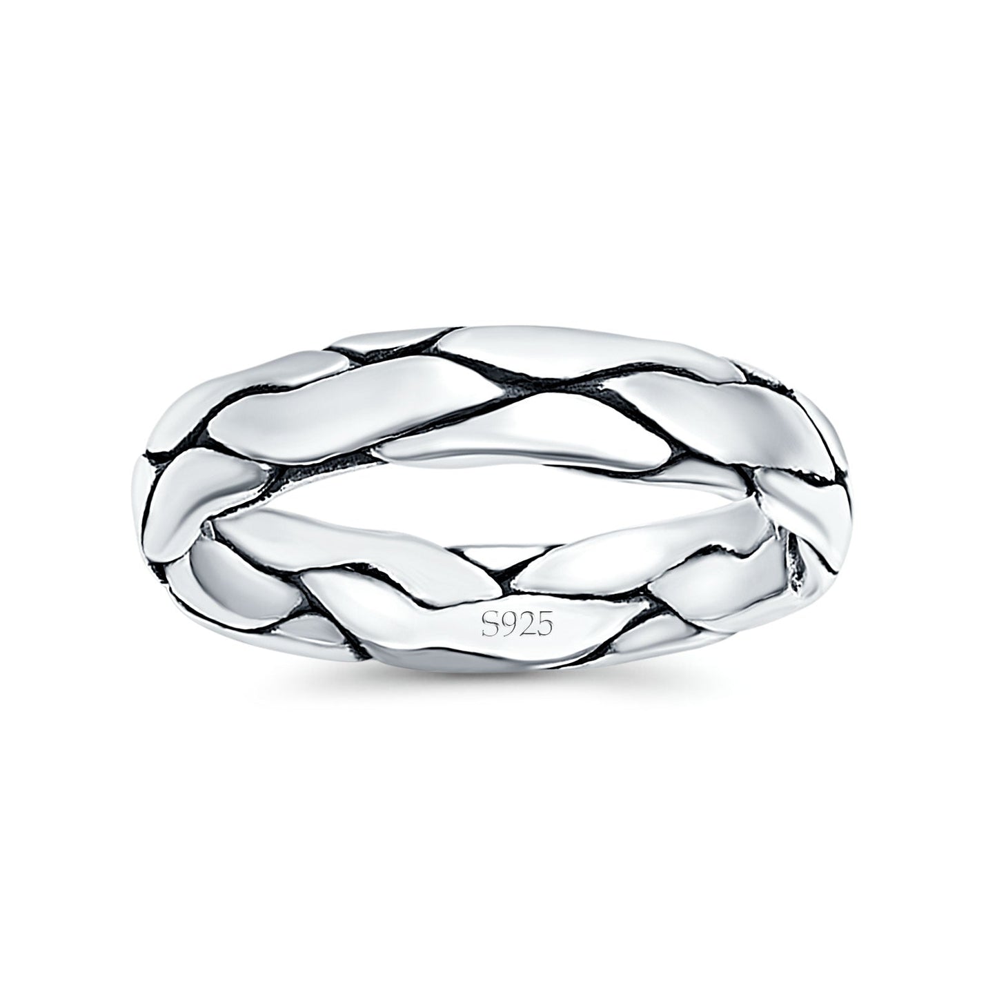 Snake Skin Band Oxidized Thumb Ring (4.5mm)