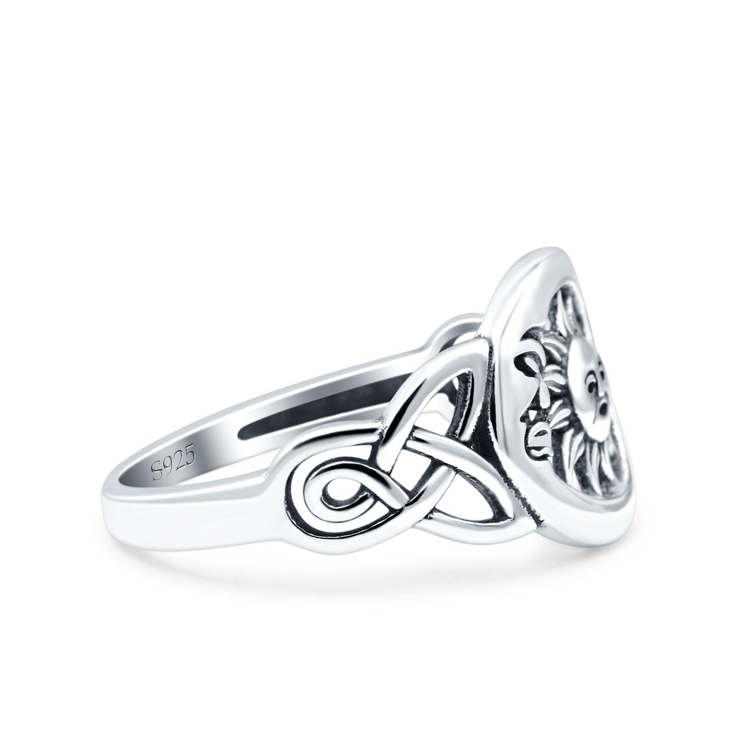 Celtic Sun & Moon Oxidized Band Thumb Ring (11mm)