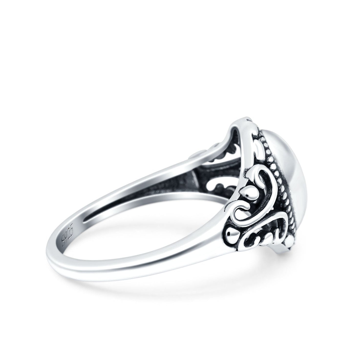 Filigree Vintage Style Oxidized Band Thumb Ring (12mm)
