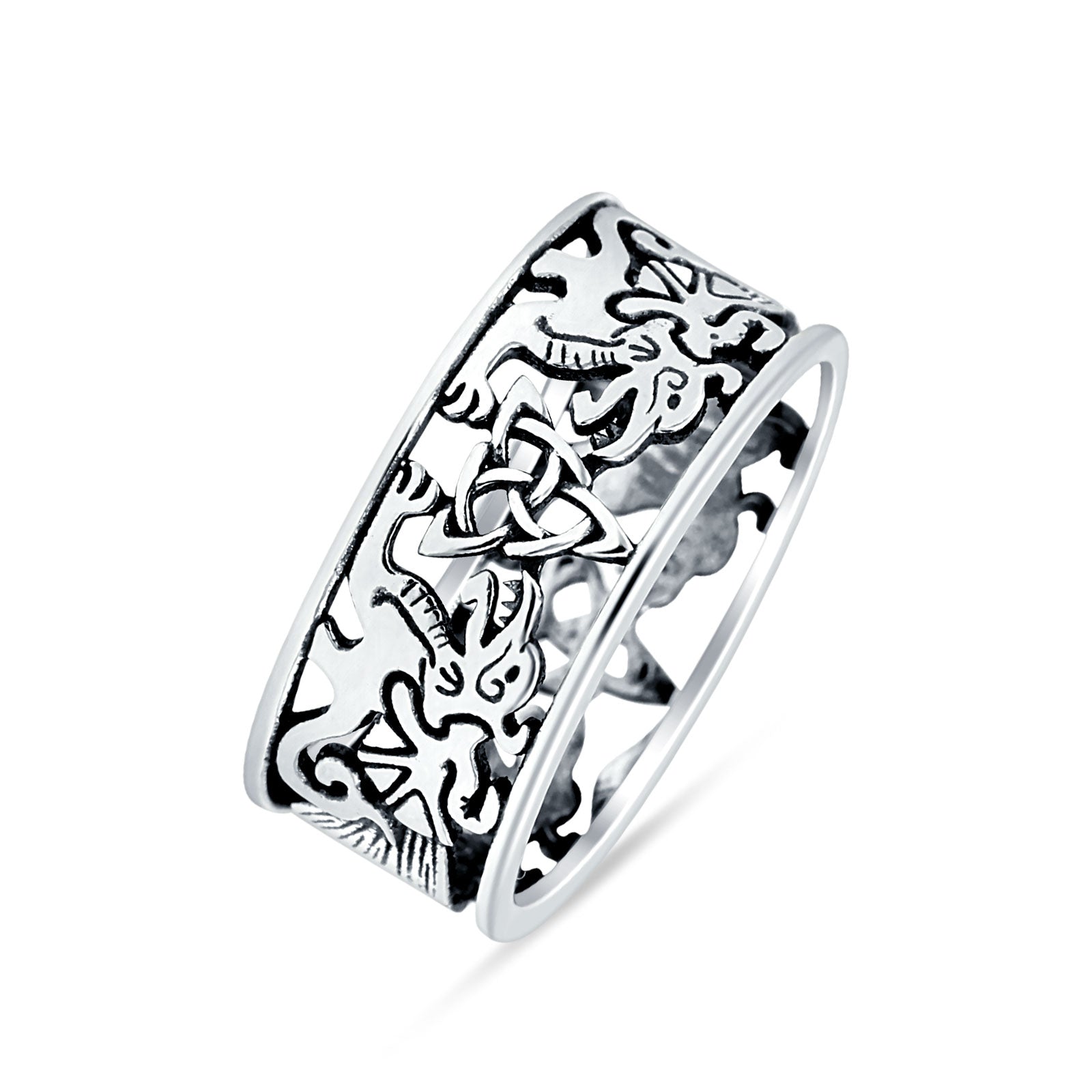 Celtic Triquetra & Dragons Ring