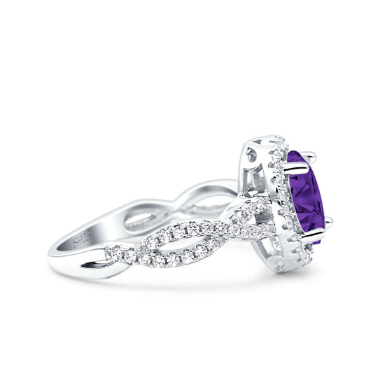 Halo Infinity Shank Oval Simulated Amethyst CZ Ring