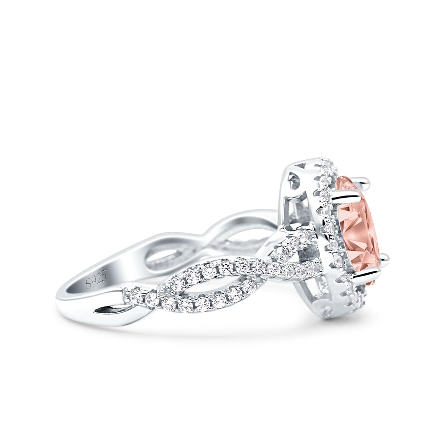 Halo Infinity Shank Oval Simulated Morganite CZ Ring