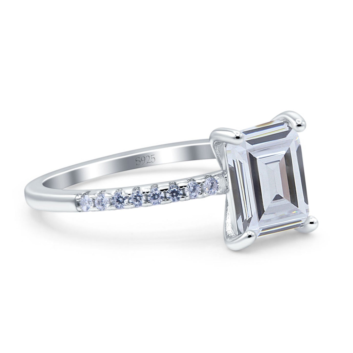 Emerald Cut Art Deco Wedding Ring Simulated Cubic Zirconia