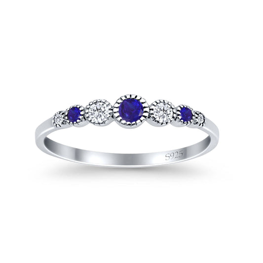 Half Eternity Round Simulated Blue Sapphire Cubic Zirconia Band