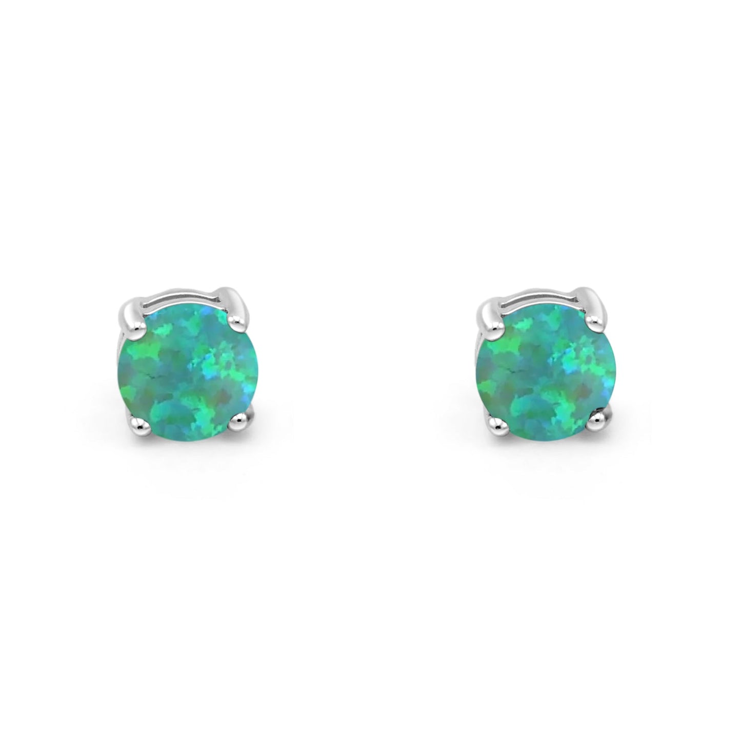 Solitaire Push Back Stud Earring Lab Created Green Opal Wholesale