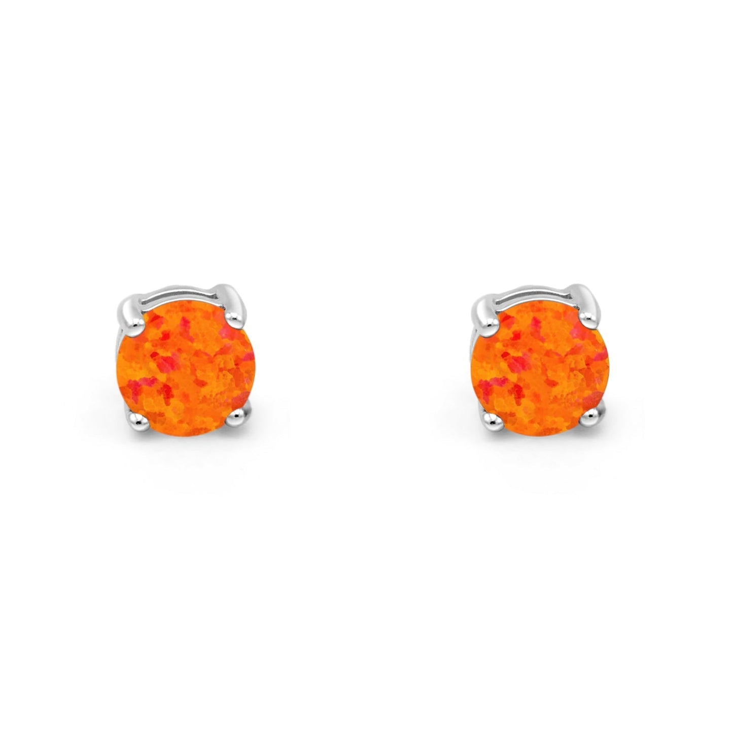 Solitaire Push Back Stud Earring Lab Created Orange Opal Wholesale