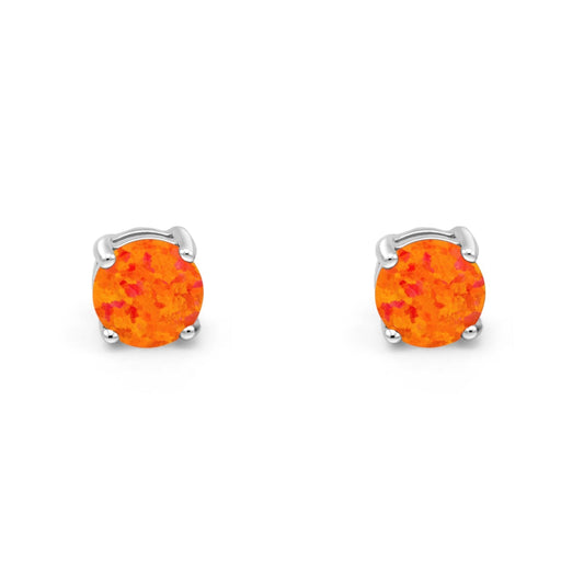 Solitaire Push Back Stud Earring Lab Created Orange Opal Wholesale